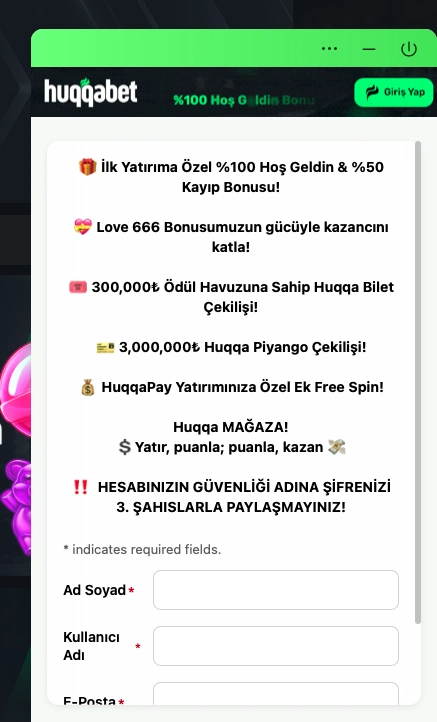 huqqabet canlı destek